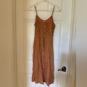Derek Heart Button Down Midi Dress Junior Size M Orange Floral Print